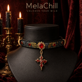 Roter Gem Cross Choker | Gothic Pendant Kette Kette