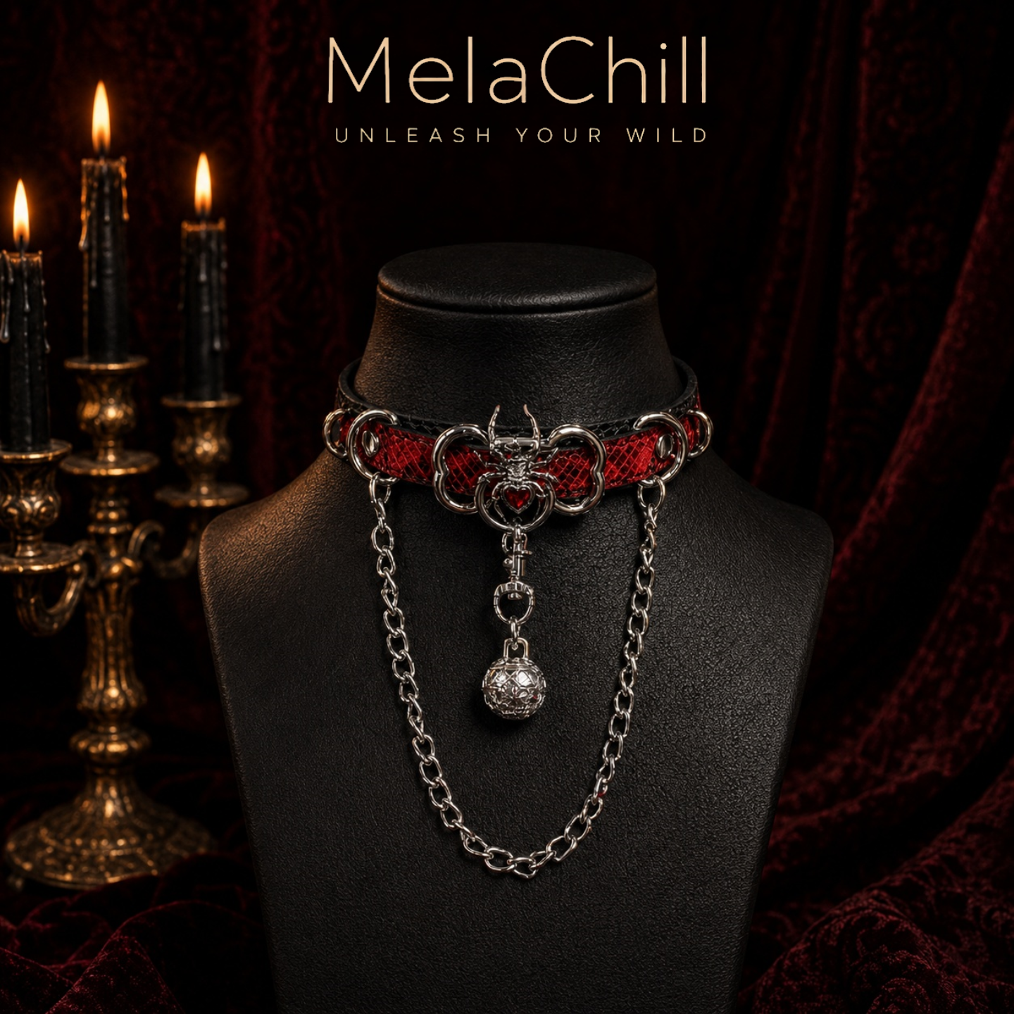 Red Spider Choker | Layered Gothic Chain Necklace