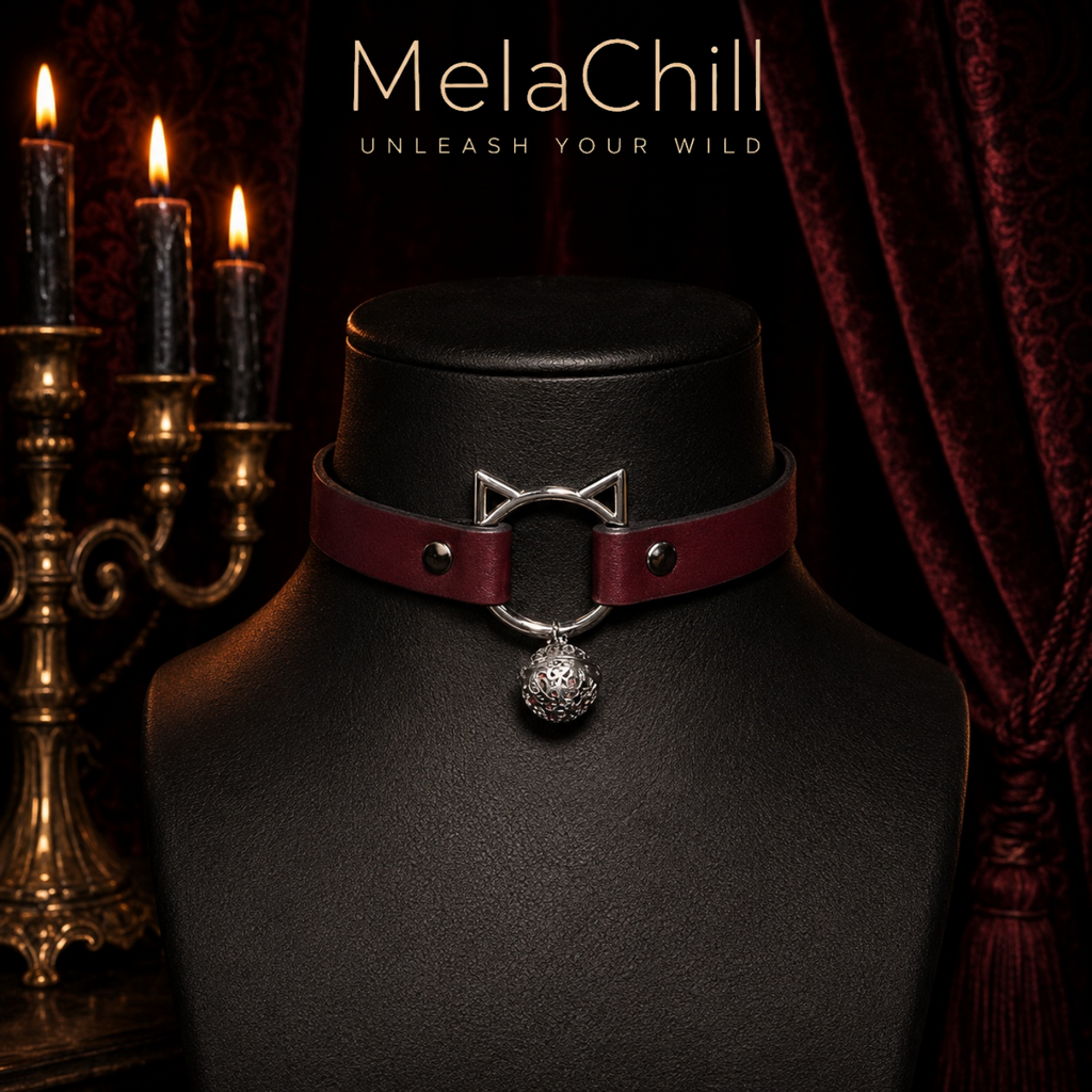 Burgundy Bow Bell Choker | Velvet Gothic Collar