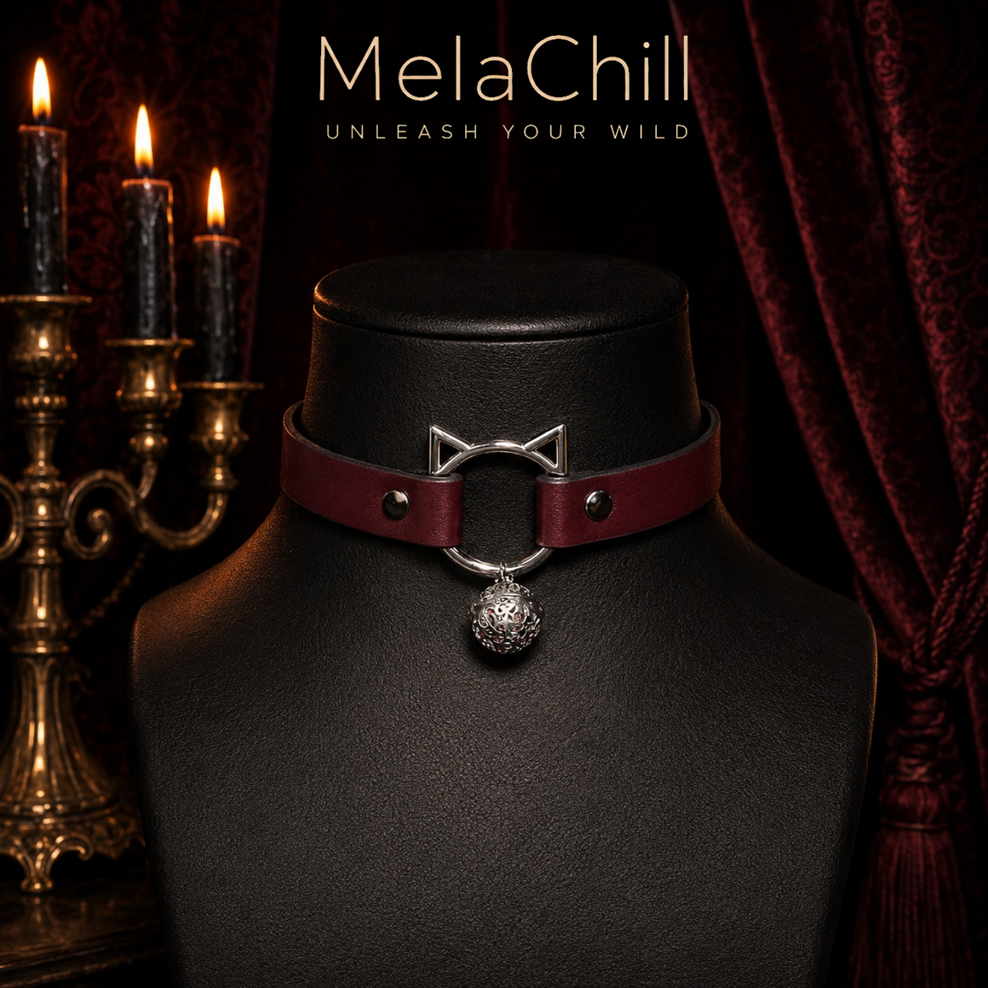 Burgundy Bow Bell Choker | Velvet Gothic Collar