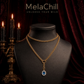 Blue Gem Herz Lariat Choker | Layered Pendant Kette