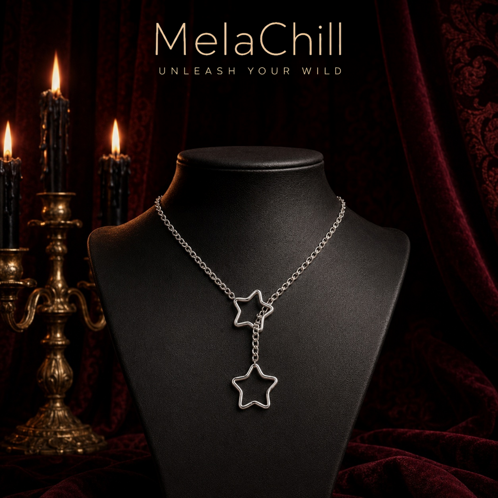 Silberner Pentagram Choker | Gothic-Ketten-Collar Kette
