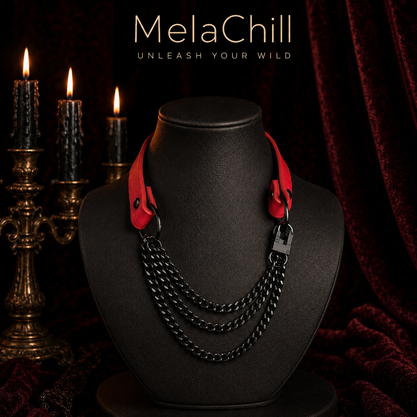 Breathless Red Pull Choker | Adjustable Chain Collar