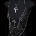 Silver Cross Metal Body Chain Harness
