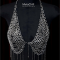 Silver Studded Tassel Chest Body Chain