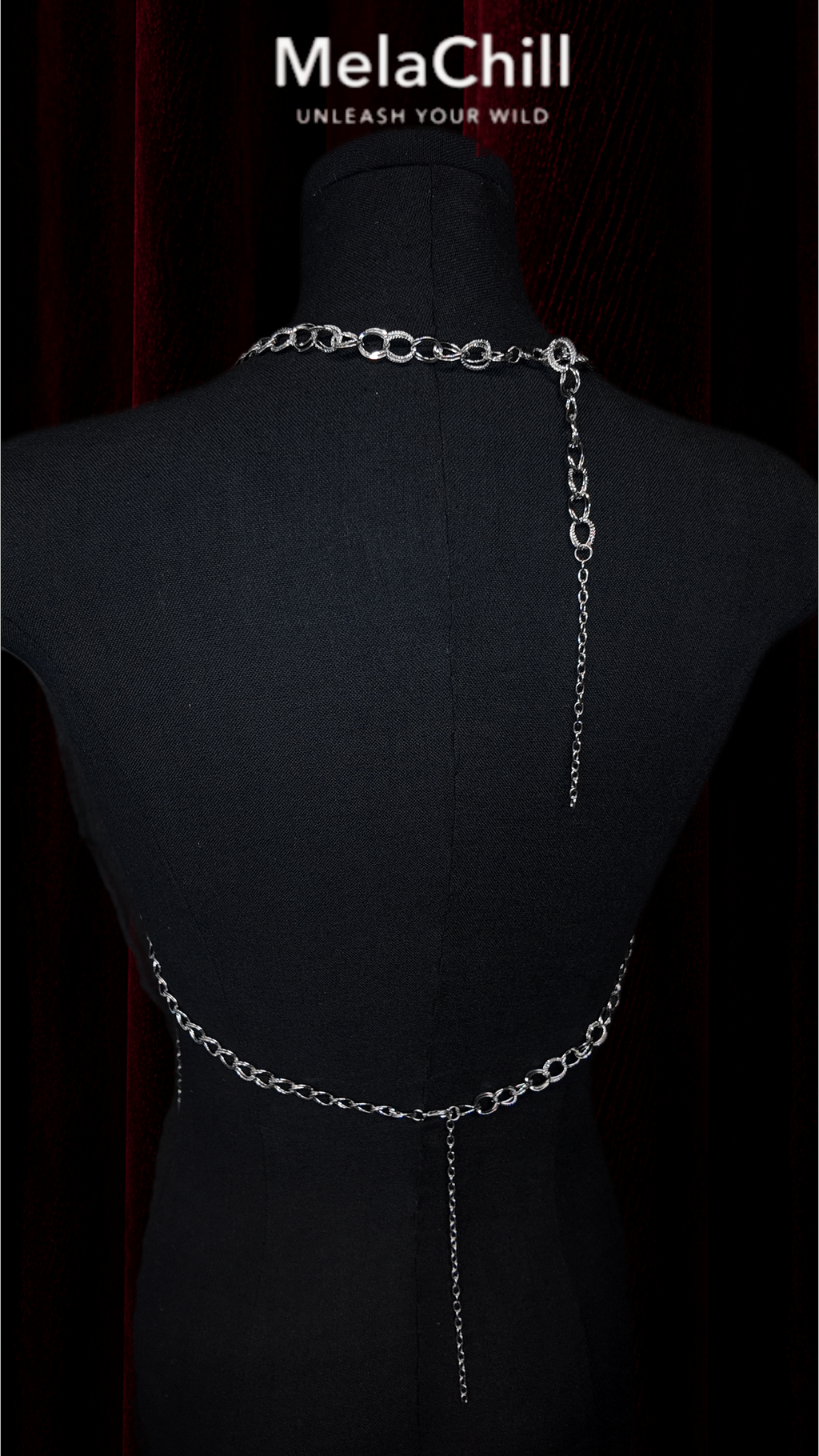 Silver Studded Tassel Chest Body Chain