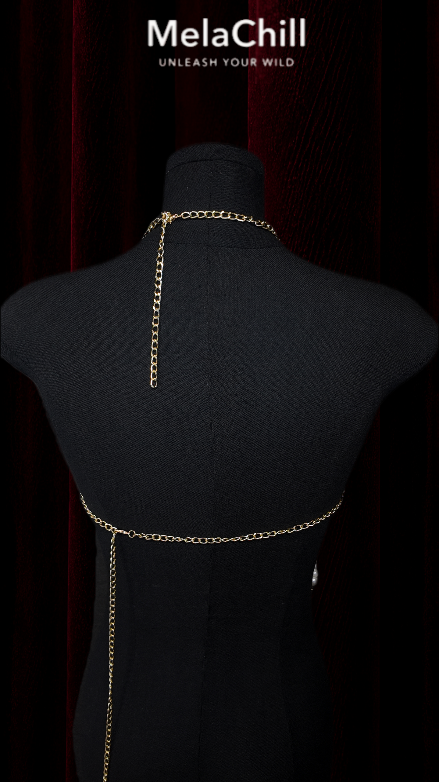 Gold Multi-Layer Pearl Cascade Halter Body Chain