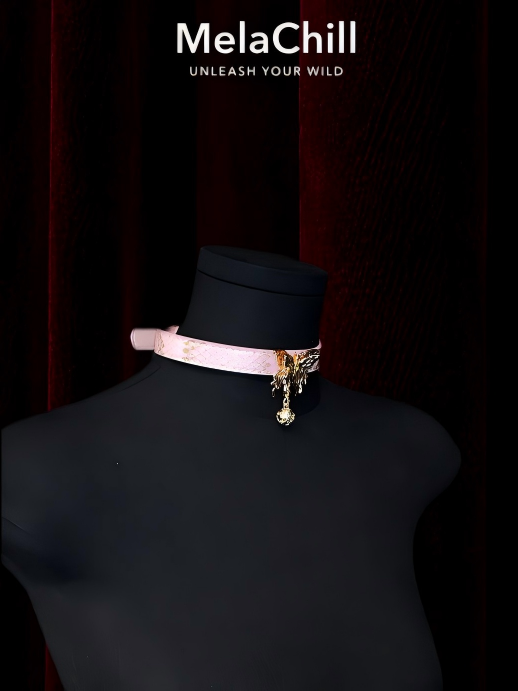 Rose Gold Butterfly Pendant Leather Choker