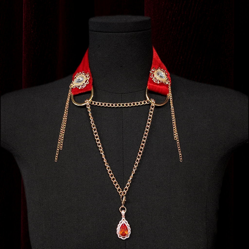 Red Velvet Teardrop Pendant Choker