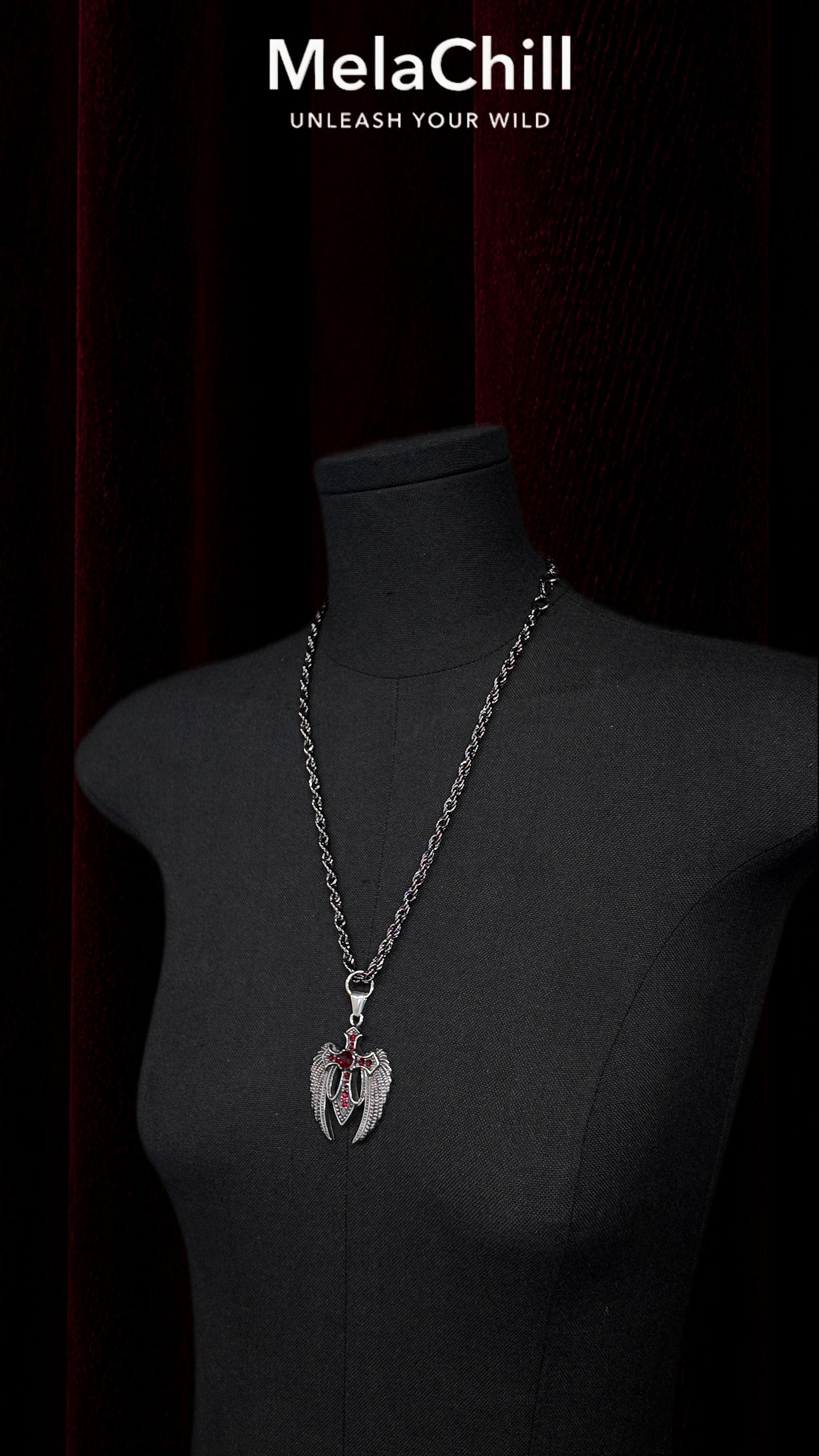 Eagle Cross Wing Pendant Necklace | Titanium Steel
