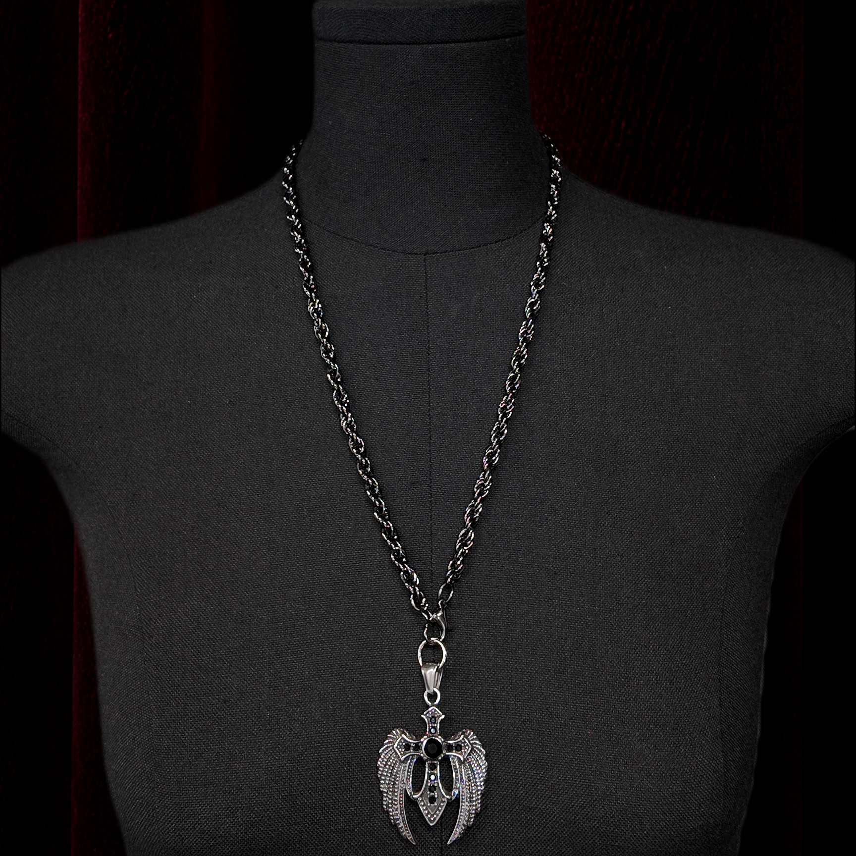 Eagle Cross Wing Pendant Necklace | Titanium Steel
