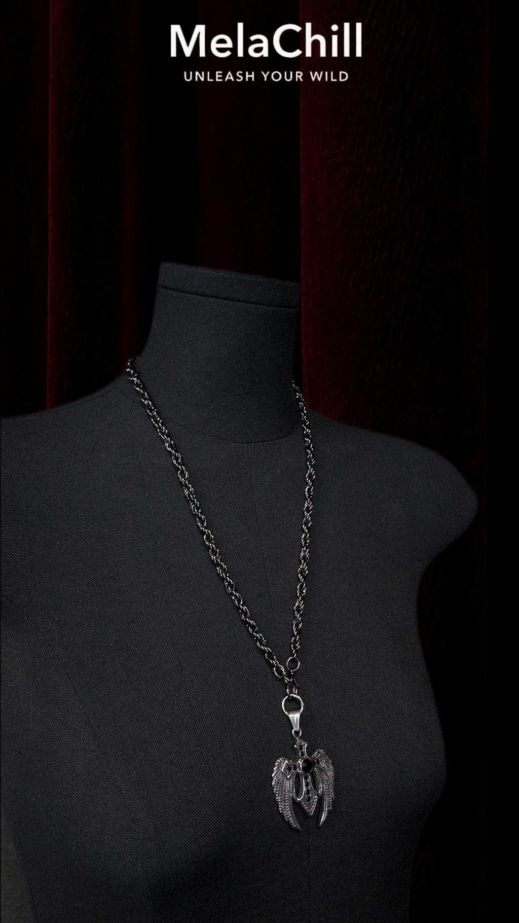 Eagle Cross Wing Pendant Necklace | Titanium Steel