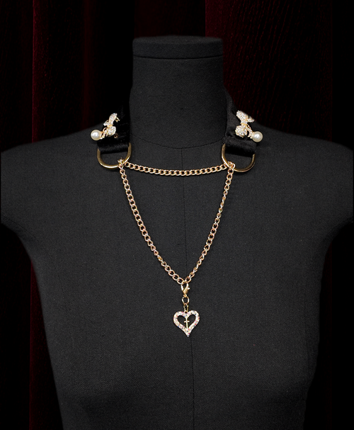 Black Velvet Choker | Adjustable Chain Pendant Necklace