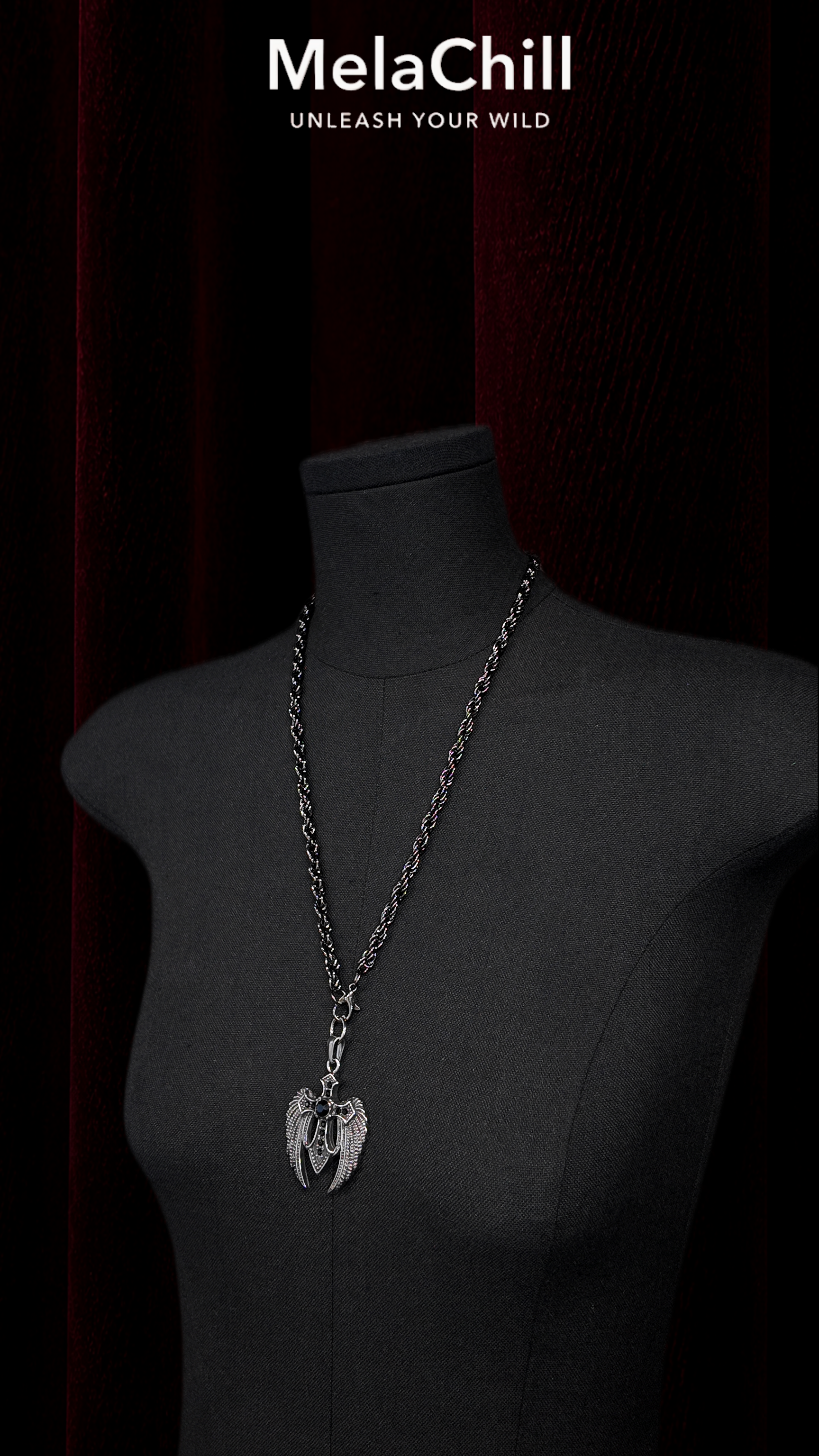 Eagle Cross Wing Pendant Necklace | Titanium Steel