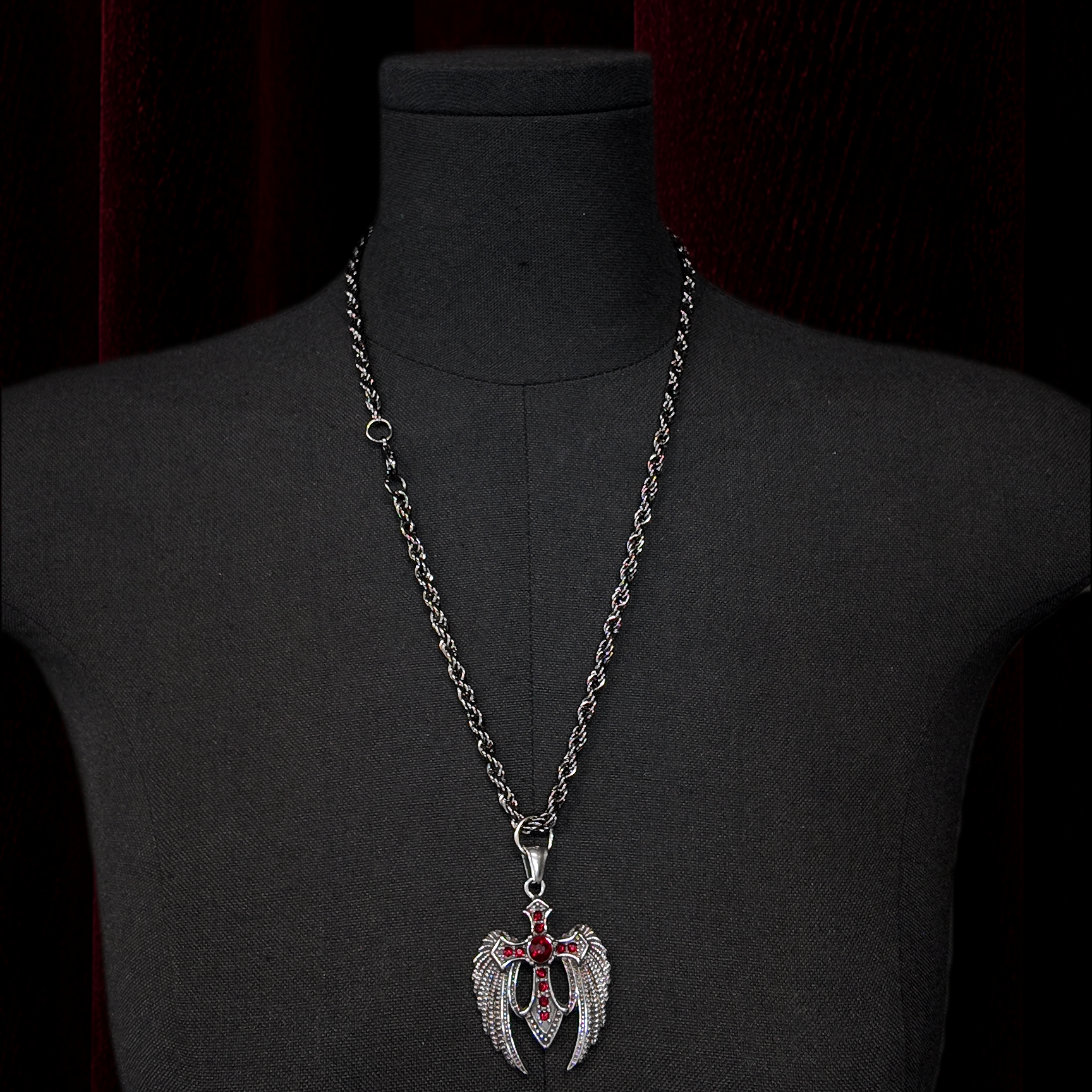 Eagle Cross Wing Pendant Necklace | Titanium Steel