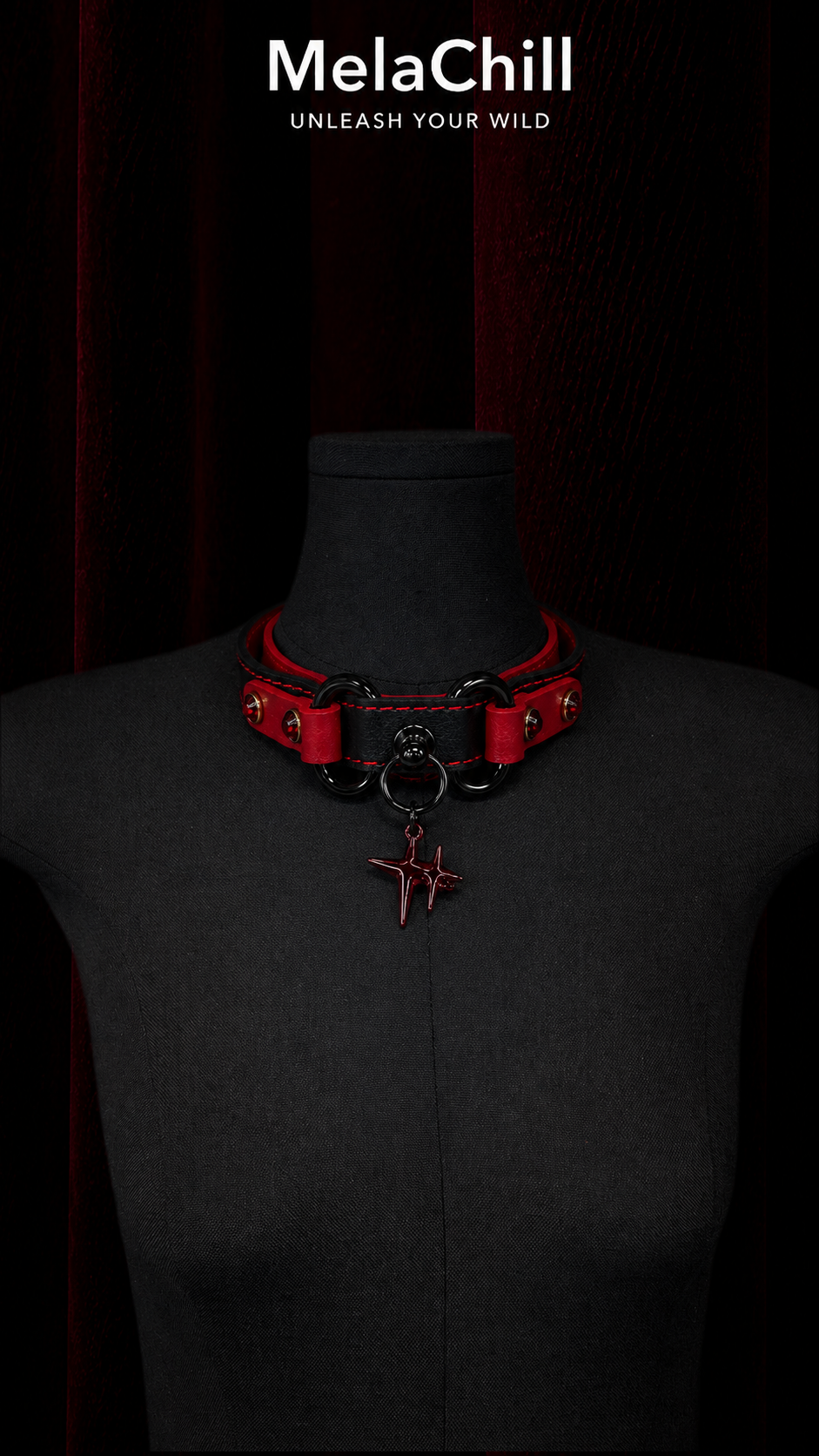 Dark Contrast Leather Star Choker