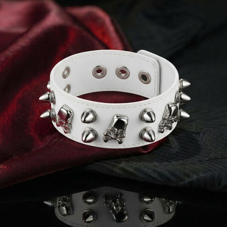 White Skull Spike Wrist Cuff