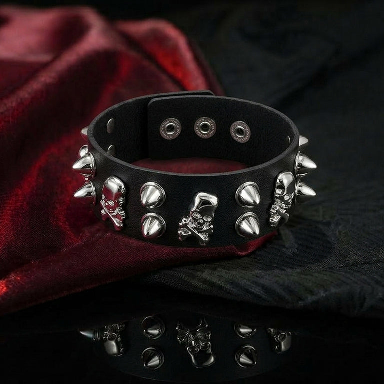 Black Skull Spike Wrist Cuff