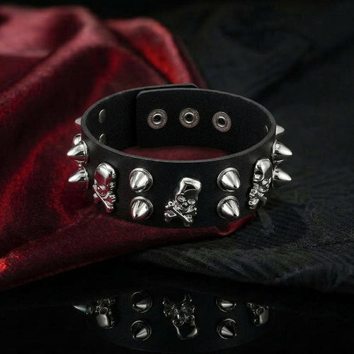 Black Skull Spike Wrist Cuff