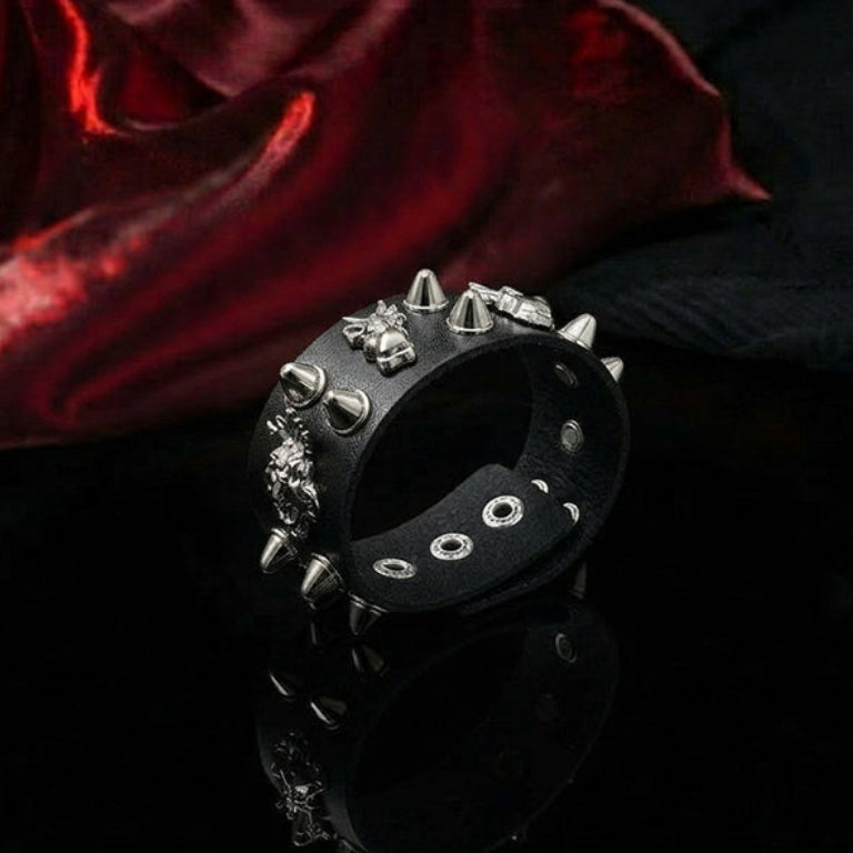 Black Skull Spike Wrist Cuff