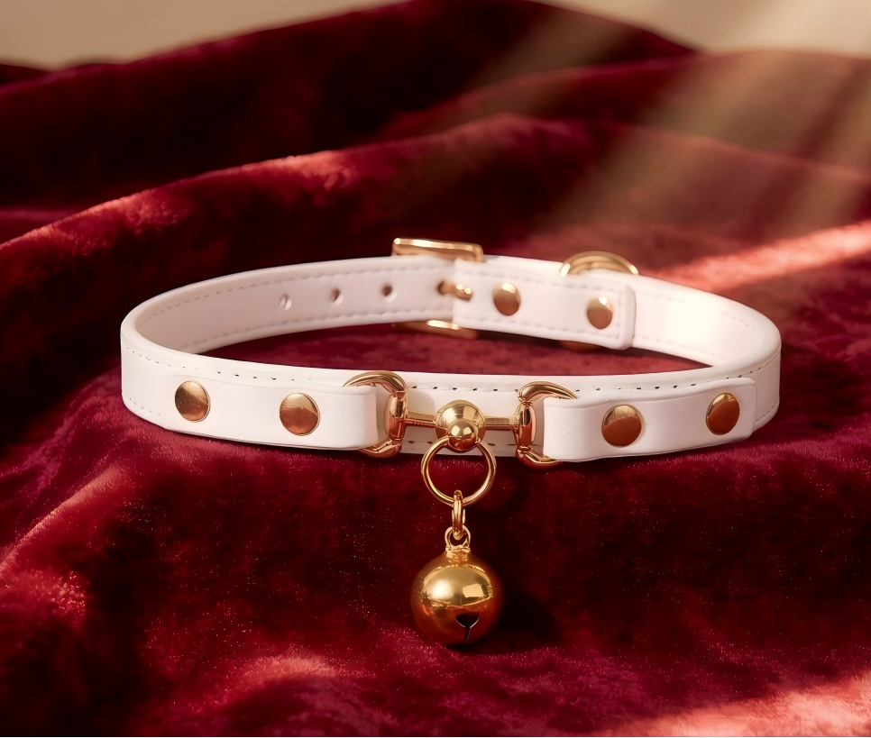 Leather Bell Color-Block Adjustable Choker