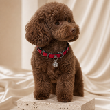 Crimson Edge Dog Collar with Black Rings and Filigree Bell