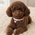 Peach Heart Dog Collar with Pink-and-White Design and Silver Chain