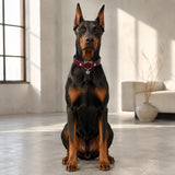 Burgundy Playful-Ear Dog Collar with Filigree Charm