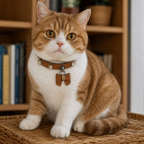 Caramel Bow Cat Collar with Clear Crystal Accents
