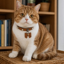 Caramel Bow Cat Collar with Clear Crystal Accents