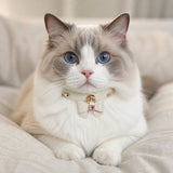 Ivory Blush Cat Collar with Crystal Bow and Colorful Gems