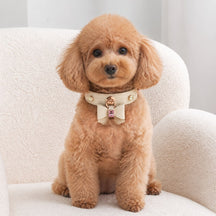 Ivory Crystal Dog Collar with Croc-Embossed Bow Charm