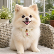 Ivory Crystal Dog Collar with Croc-Embossed Bow Charm