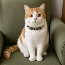 Wild Leopard Cat Collar with Soft Texture and Gold Rings