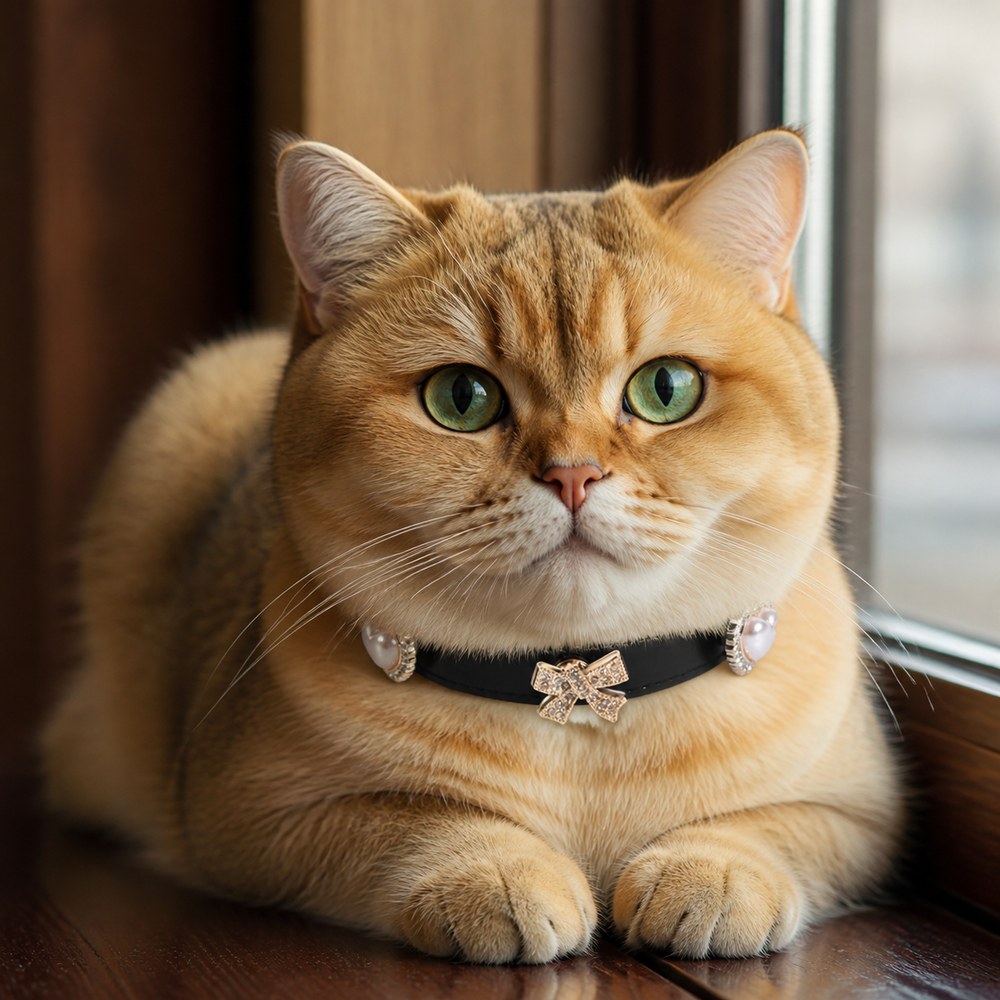 Midnight Pearl Cat Collar with Rose-Gold Crystal Bow