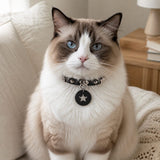 Midnight Star Cat Collar with Silver Studs and Guardian Medallion