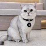 Midnight Star Cat Collar with Silver Studs and Guardian Medallion