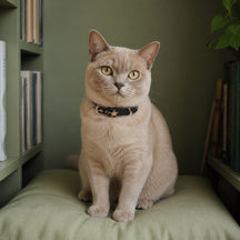 Midnight Star Cat Collar with Gold-Tone Guardian Emblem