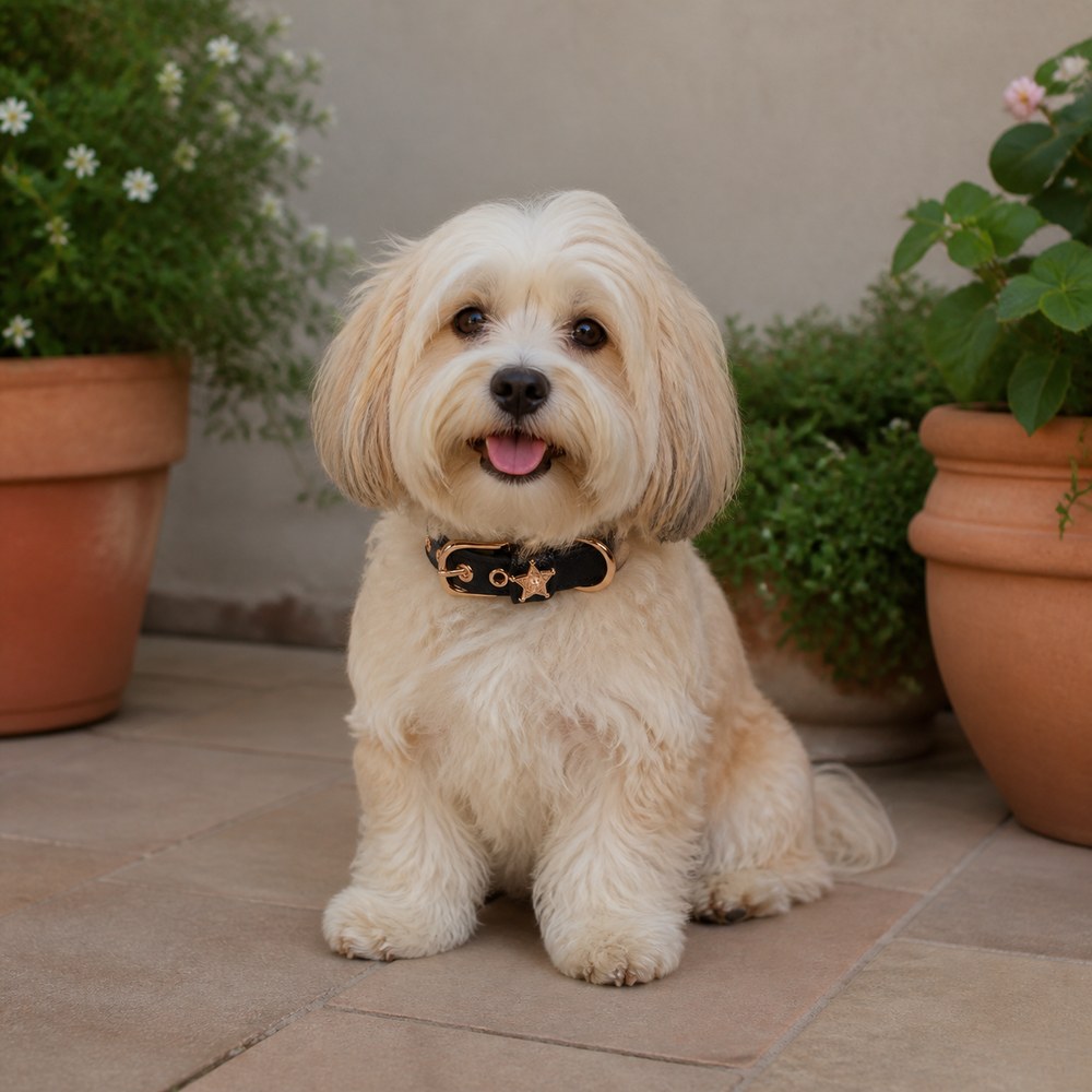 Obsidian Guardian Star Dog Collar with Gold-Tone Emblem