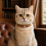 Caramel Star Cat Collar with Vintage Gold Guardian Emblem
