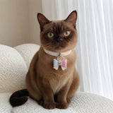 Aurora Butterfly Cat Collar with Pastel Scales and Crystal Bloom