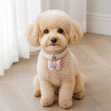 Pastel Aurora Dog Collar with Iridescent Bow and Crystal Flower