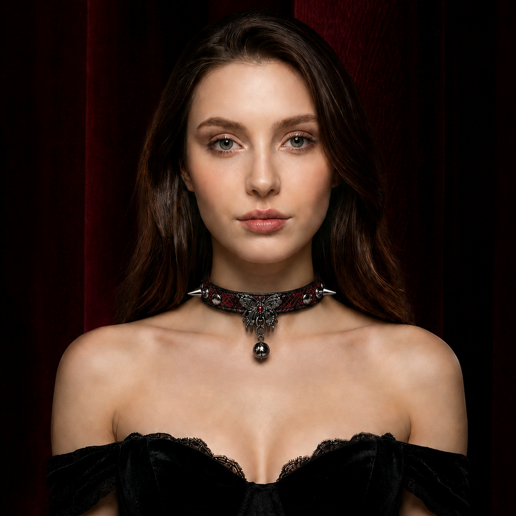 Spike Butterfly Bell Choker | Collar de cadena gótico Collar