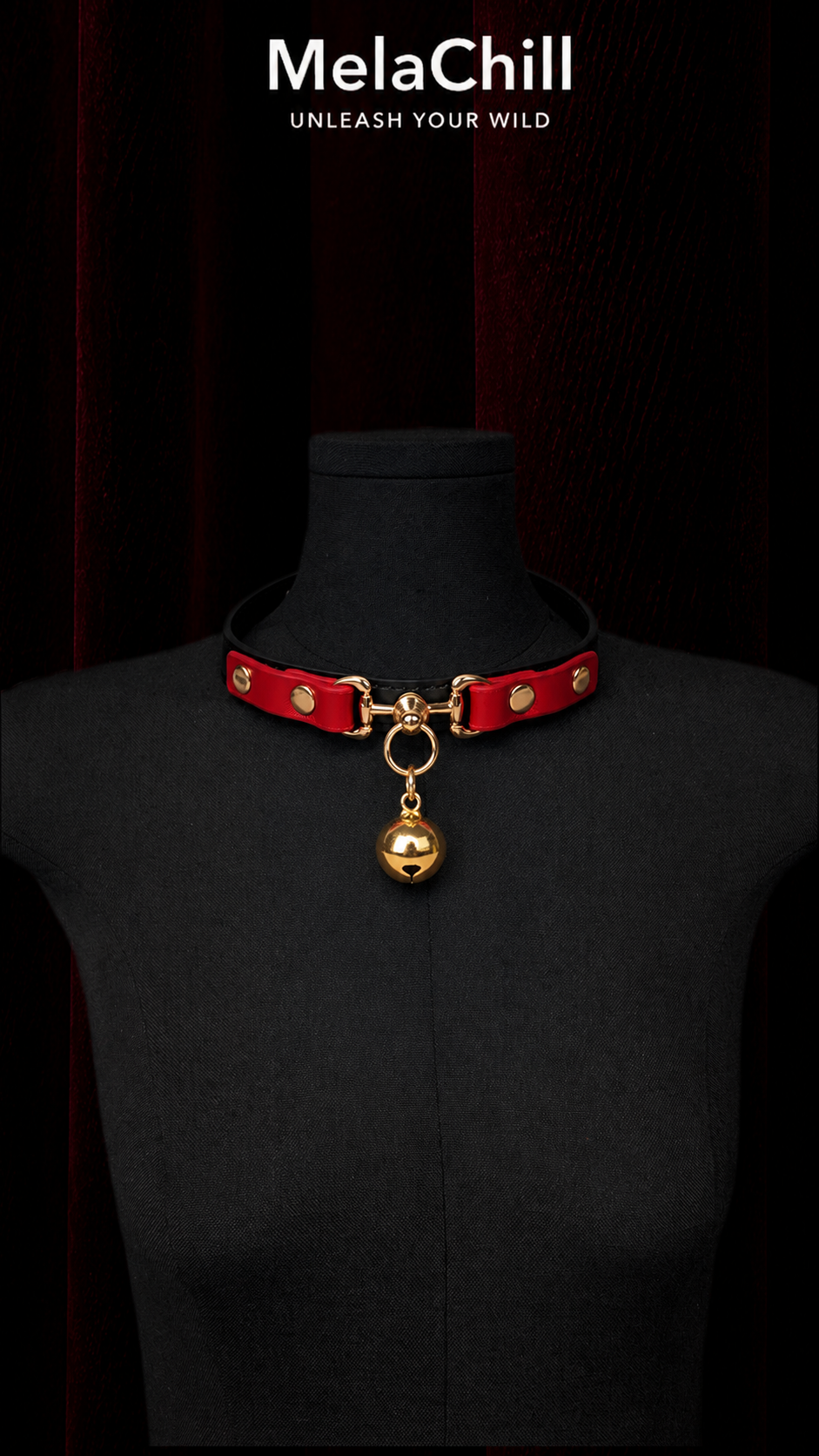 Leather Bell Color-Block Adjustable Choker