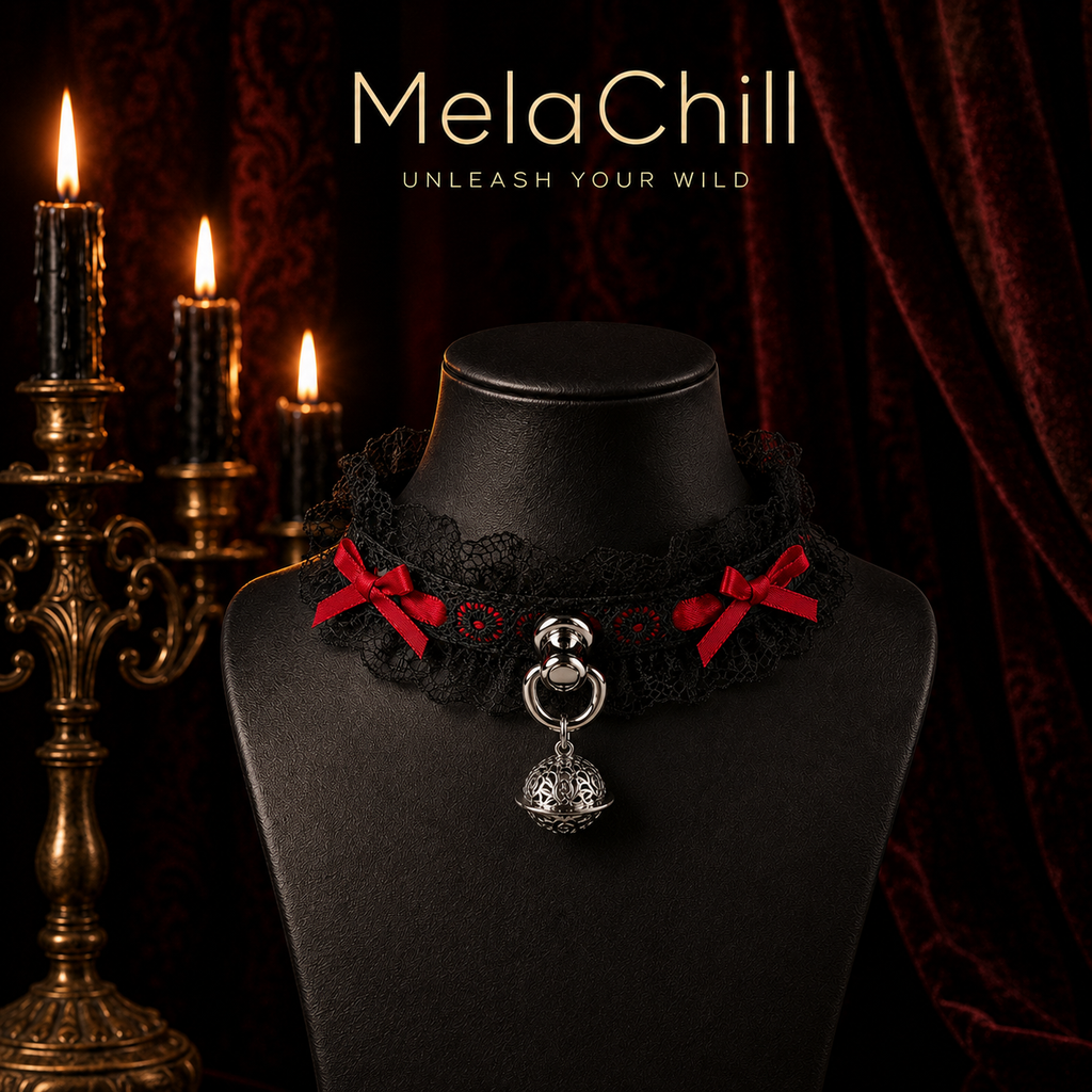 Leather Lace Bell Adjustable Choker