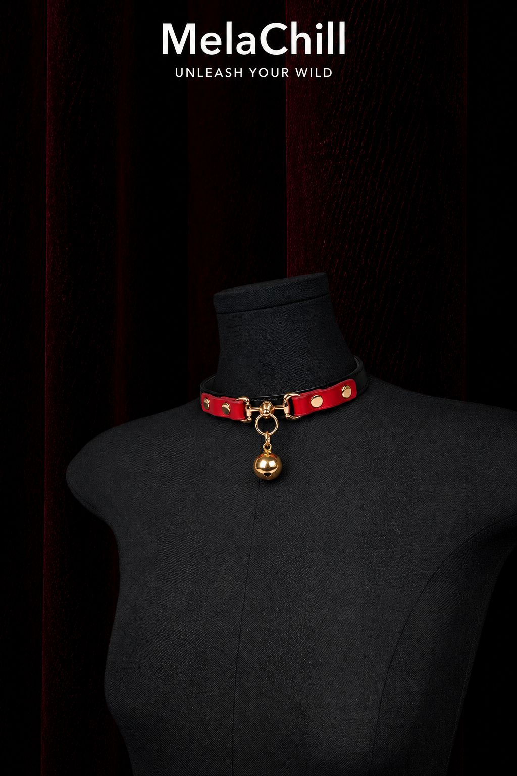 Leather Bell Color-Block Adjustable Choker