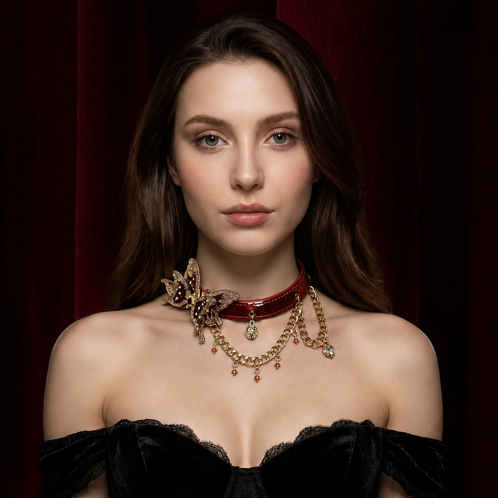 Rouge Night Butterfly Choker | Gothic Pendant Collier