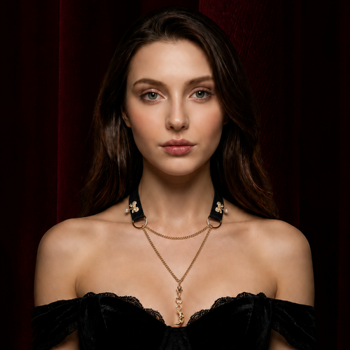 Black Velvet Choker | Layered Pendant Collar Necklace