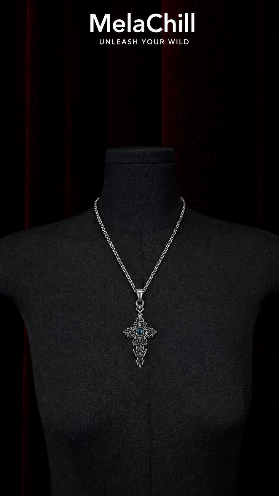 Dark Baroque Embossed Sapphire Choker Necklace
