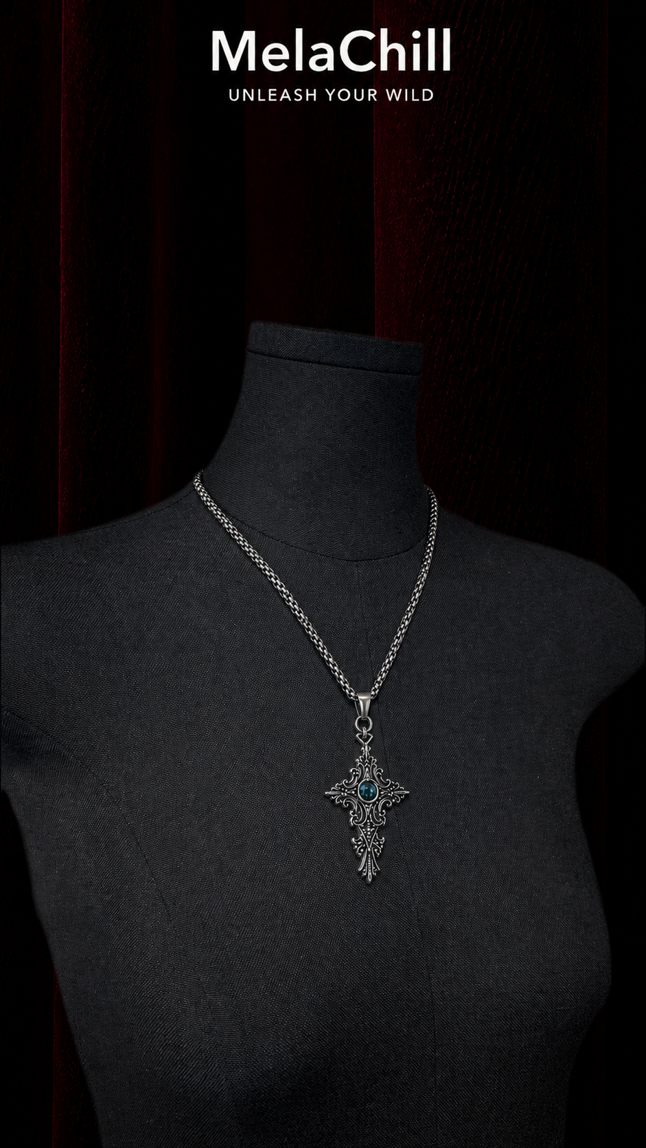 Dark Baroque Embossed Sapphire Choker Necklace